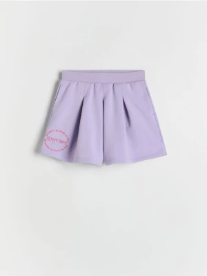 Reserved - Bawełniane szorty z haftem - lawendowy