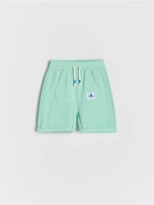 Reserved - Bawełniane szorty z kieszenią - jasnoturkusowy