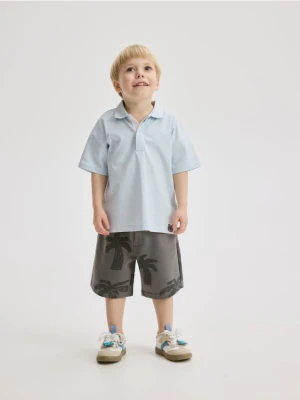 Reserved - Bawełniane szorty z nadrukiem - ciemnoszary