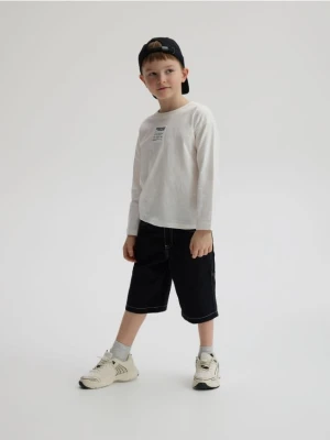 Reserved - Bawełniane szorty z przeszyciami - czarny