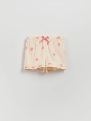 Reserved - Bawełniane szorty - złamana biel