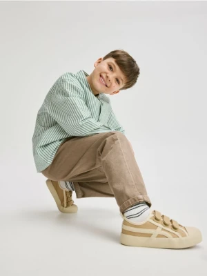 Reserved - Bawełniane tenisówki na rzepy - brązowy