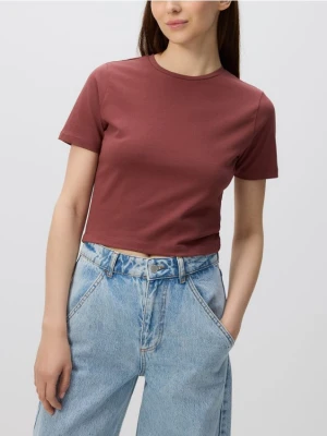 Reserved - Bawełniany crop top - brązowy