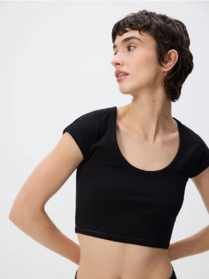 Reserved - Bawełniany crop top - czarny