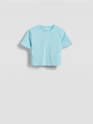 Zdjęcie produktu Reserved - Bawełniany crop top - jasnoturkusowy