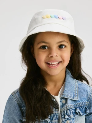 Reserved - Bawełniany kapelusz z wiązaniem - złamana biel