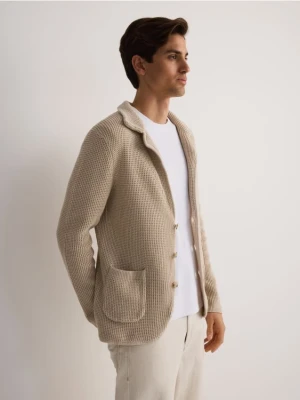 Reserved - Bawełniany kardigan - beżowy