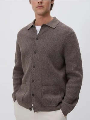 Reserved - Bawełniany kardigan - ciemnobrązowy