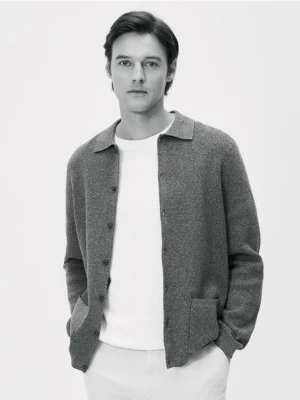 Reserved - Bawełniany kardigan - ciemnobrązowy