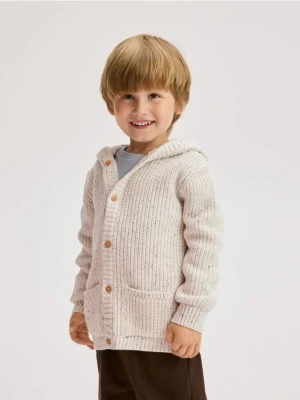 Reserved - Bawełniany kardigan z kapturem - złamana biel