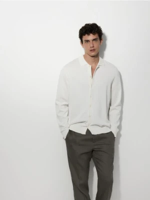 Reserved - Bawełniany kardigan - złamana biel