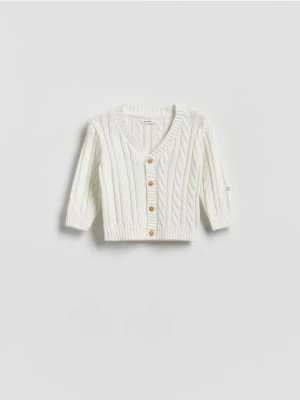 Reserved - Bawełniany kardigan - złamana biel