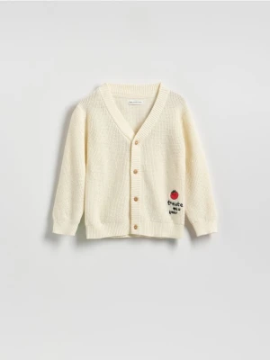 Reserved - Bawełniany kardigan - złamana biel