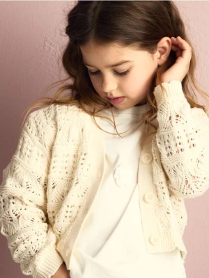 Reserved - Bawełniany kardigan - złamana biel