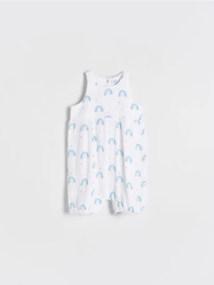 Reserved - Bawełniany kombinezon - biały