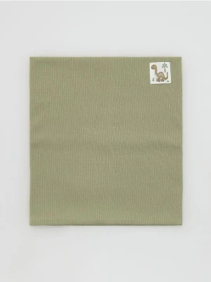 Reserved - Bawełniany komin z naszywką - jasnozielony