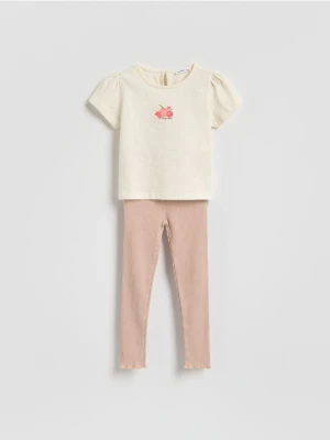 Reserved - Bawełniany komplet - beżowy