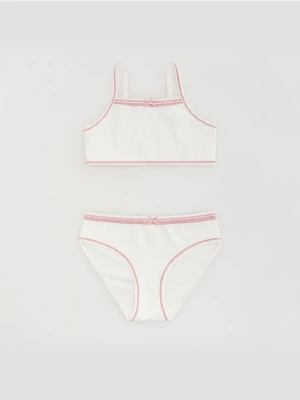 Reserved - Bawełniany komplet bielizny - złamana biel