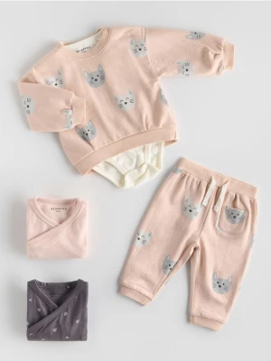 Reserved - Bawełniany komplet - brudny róż