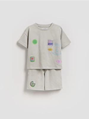 Reserved - Bawełniany komplet - jasnoszary
