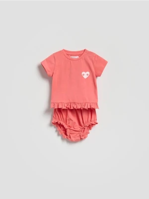 Reserved - Bawełniany komplet - koralowy