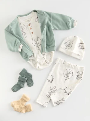 Reserved - Bawełniany komplet Kubuś Puchatek - złamana biel