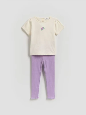 Reserved - Bawełniany komplet - lawendowy