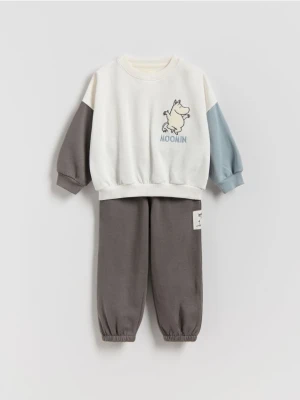 Reserved - Bawełniany komplet Muminki - ciemnoszary