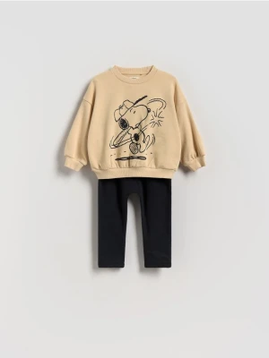 Reserved - Bawełniany komplet Snoopy - złamana biel