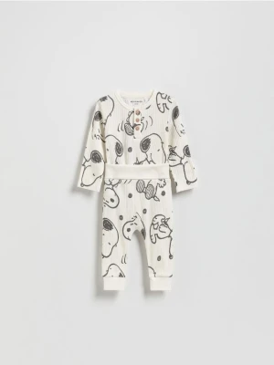 Reserved - Bawełniany komplet Snoopy - złamana biel