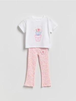 Reserved - Bawełniany komplet z aplikacją 3d - wielobarwny