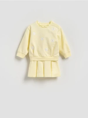 Reserved - Bawełniany komplet z aplikacją - jasnożółty