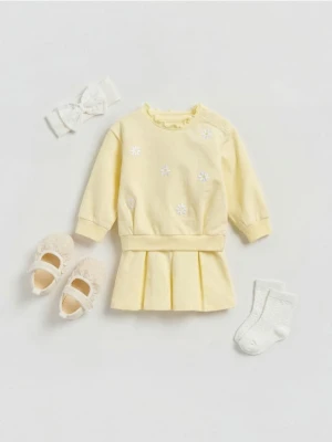 Reserved - Bawełniany komplet z aplikacją - jasnożółty