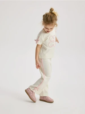 Reserved - Bawełniany komplet z aplikacją - złamana biel