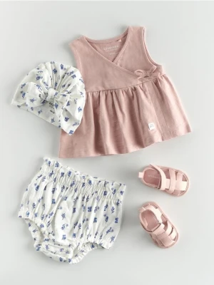 Reserved - Bawełniany komplet z czapką - różowy