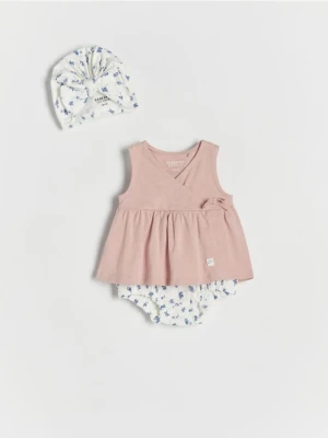 Reserved - Bawełniany komplet z czapką - różowy