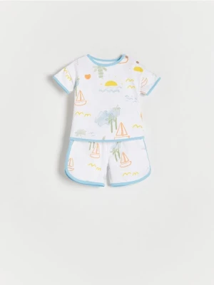 Reserved - Bawełniany komplet z nadrukiem - biały