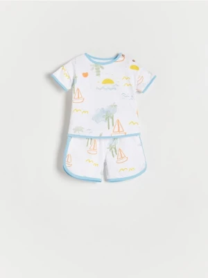 Reserved - Bawełniany komplet z nadrukiem - biały