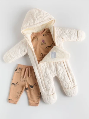 Reserved - Bawełniany komplet z nadrukiem - brązowy