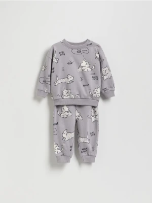 Reserved - Bawełniany komplet z nadrukiem - fioletowy