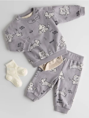 Reserved - Bawełniany komplet z nadrukiem - fioletowy