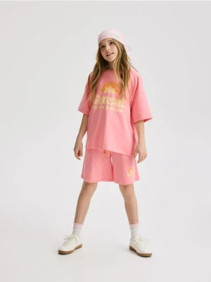 Reserved - Bawełniany komplet z nadrukiem - intensywny róż