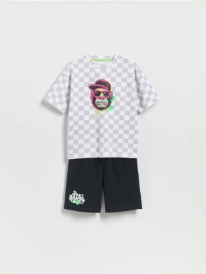 Reserved - Bawełniany komplet z nadrukiem - jasnoszary