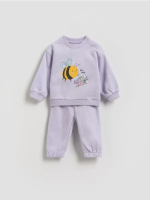 Reserved - Bawełniany komplet z nadrukiem - lawendowy