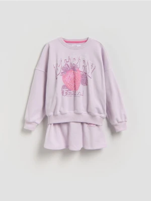 Reserved - Bawełniany komplet z nadrukiem - lawendowy