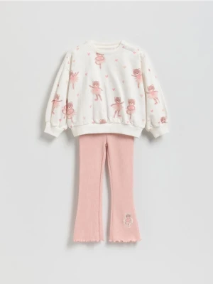 Reserved - Bawełniany komplet z nadrukiem - pastelowy róż