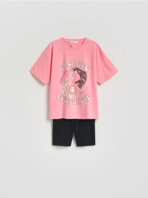 Reserved - Bawełniany komplet z nadrukiem - różowy