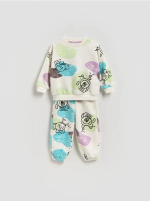 Reserved - Bawełniany komplet z nadrukiem - złamana biel