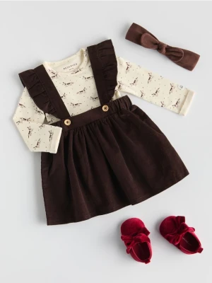 Reserved - Bawełniany komplet z opaską - brązowy