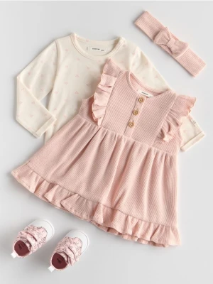 Reserved - Bawełniany komplet z opaską - brudny róż